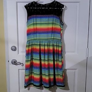 Vintage Modcloth Rainbow Fit and Flare Dress